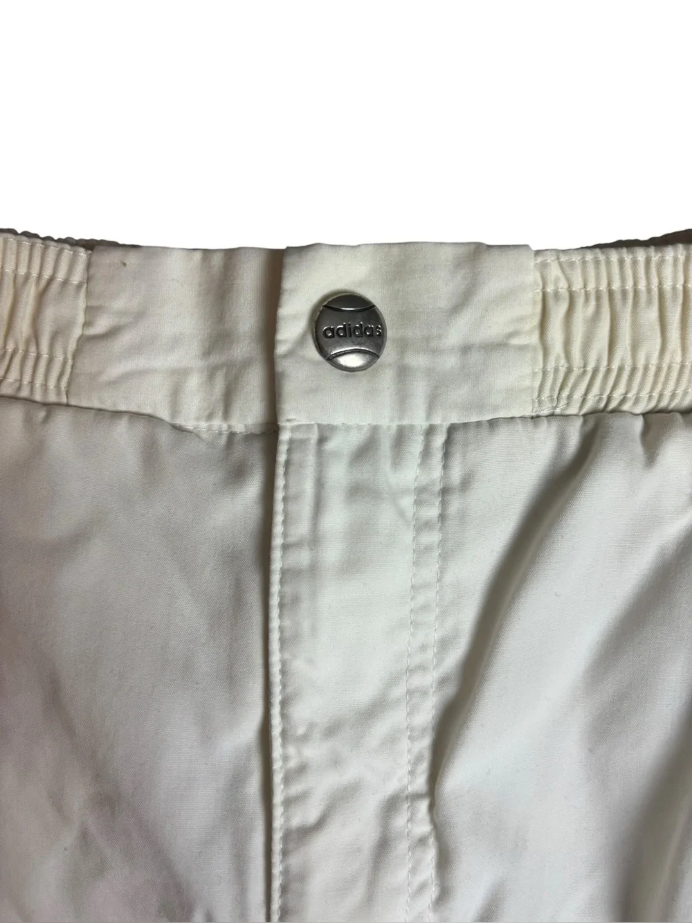 Vintage 90s Adidas Men’s Cream Elastic-Waist Woven Tennis Shorts Medium Retro